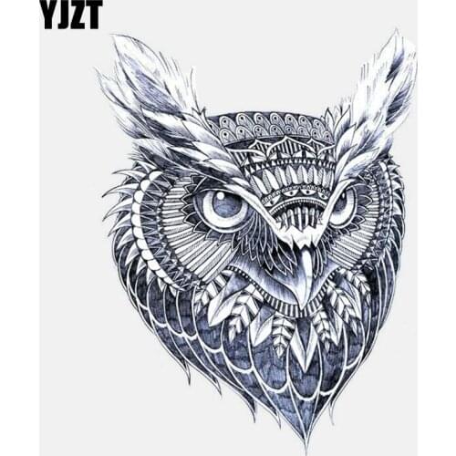 YJZT 12.3CM*15.8CM Creative Blue Pattern Owl Head PVC Motorcycle Car Sticker 11-01345