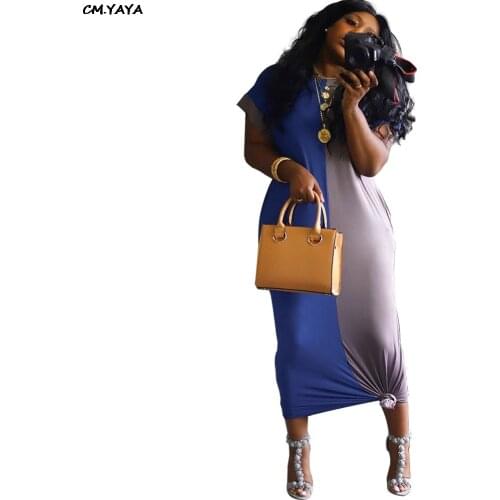 2019 Women new summer o-neck short sleeve patchwork slim maxi dress casual classic fashion long dresses vestidos 3color GLHY5044