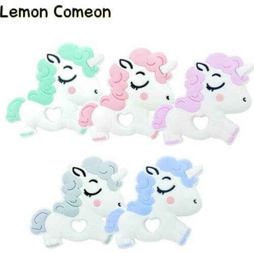 10Pcs Baby Silicone Teething Toys Unicorn Heart Teether Baby Toy Cartoon Animal Gift For Infant Chew Nurse Accessories Whoesale
