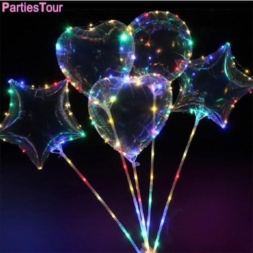 20'' Star Unicorn Transparent Helium Bobo Bubble Ballons With Led Light Birthday Wedding Decor Love Heart Clear Luminous Baloon