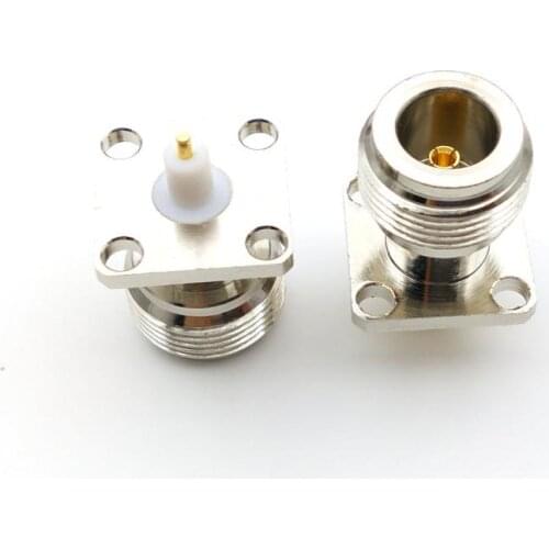 20pcs copper N type female RF Adapter N Type Connector FeMale RF COAX connector 4-hole panel mount 17.5x17.5mm