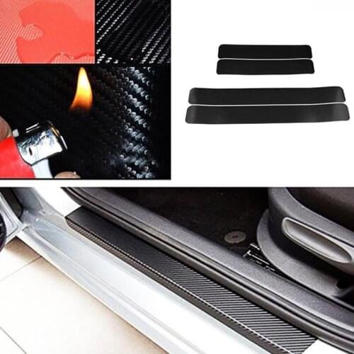 4pcs Universal Carbon Fiber Scuff Plate Auto Door Edge Sill Strips Protector Anti Scratch Guards For Car Stickers Accessories