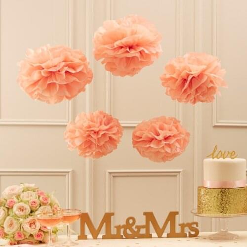 8pc Peach color Tissue Paper Flowers paper pom poms balls lantern Party Wedding decoration baby shower party decoration supplies