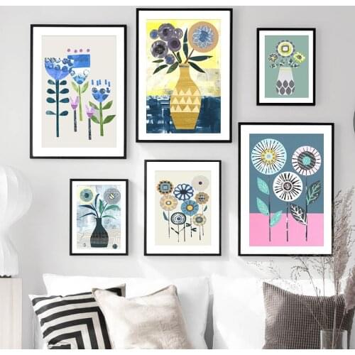Abstract Sunflower Vintage Line Boho Wall Art Canvas Painting Nordic Posters And Prints Wall Pictures For Living Room Home Decor