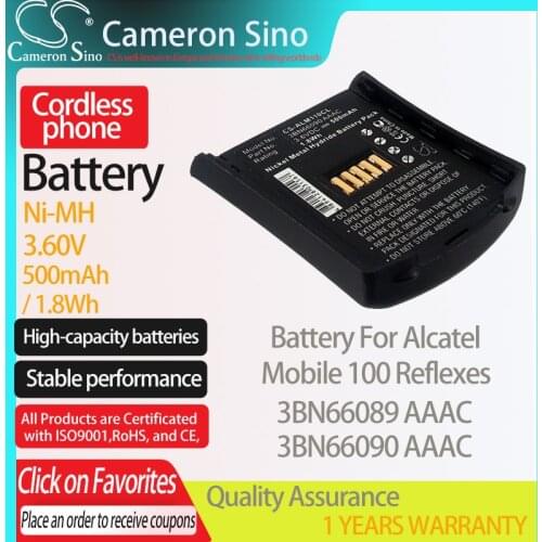 CameronSino Battery for Alcatel Mobile 100 Reflexes fits Alcatel 3BN66089 AAAC 3BN66090 AAAC Cordless phone Battery 500mAh