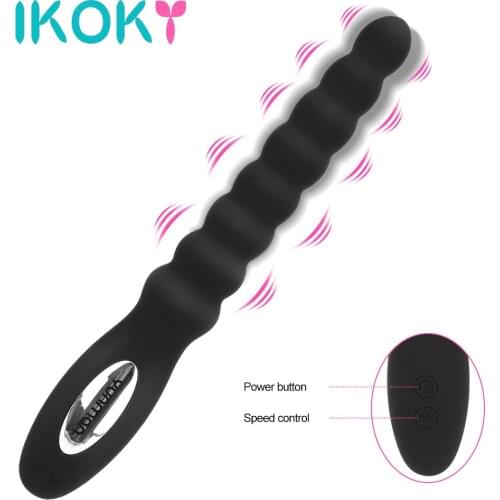 IKOKY Unisex Silicone Anal Dildo Butt Plug Sex Tools For Couples 10 Speed Dual Motor Vibrators Anal Plug Sex Toys For Women Men