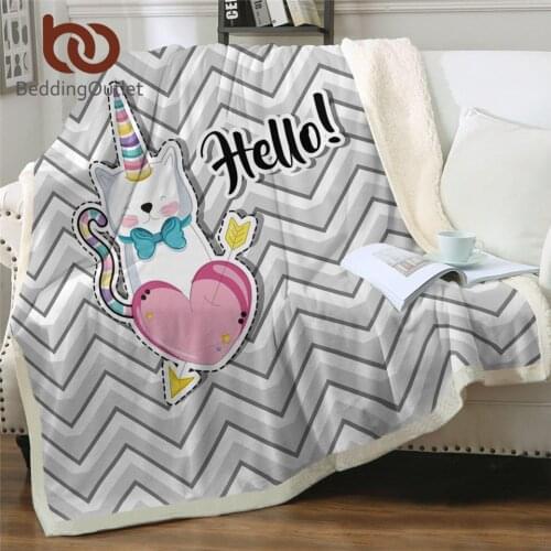 BeddingOutlet Cat Blanket for Kids Animal Soft Fluffy Blanket Cute Cartoon Plush Blanket Unicorn Watercolor Cobertor Dropship