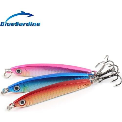 BlueSardine 3PCS 40G 9.5CM Metal Jig Fishing Lures Paillette Knife Wobbler Artificial Hard Bait Jigging Lures