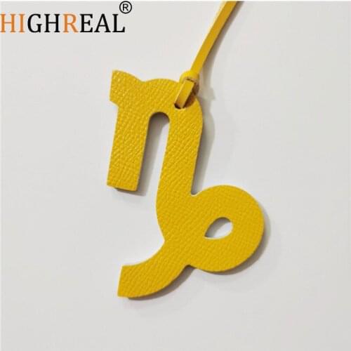 HIGHREAL Fashion Real Genuine Natural Leather Capricorn Keychain Pendant Women Backpack Bag Charm
