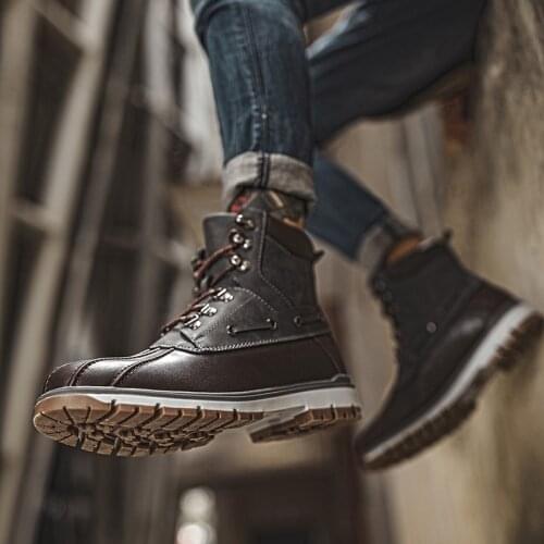 FIXSYS Brand Spring High-top Martin Boots Genuine Leather Man Motorcycle Boots High Quality Tough Work Safety Boots Casual Shoes