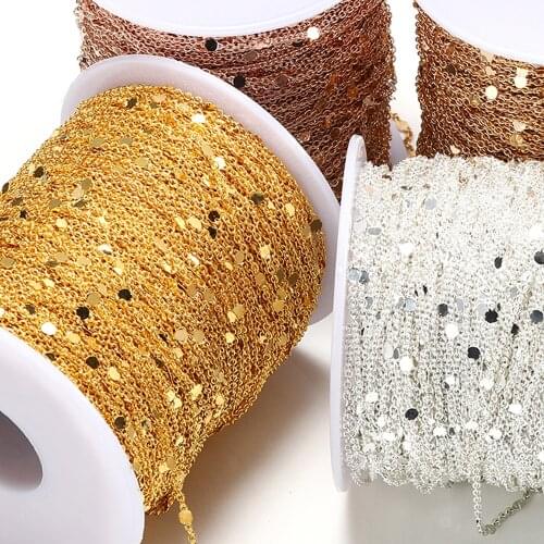 Sequins Chain for Necklace Jewelry Making Components Craft DIY Silver Chain Metal KC Rose Gold Chains Findings No Fade Chains
