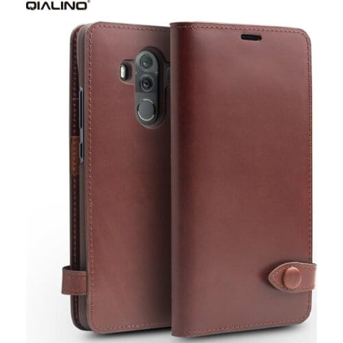 QIALINO Genuine Leather Flip Case for Huawei Mate 10 Luxury Ultrathin Card Slot Phone Cover for Mate10 pro for 5.9/6.0 inches