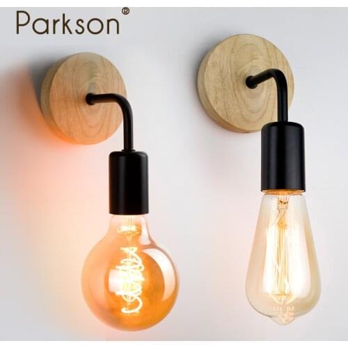 Retro Wood Wall Lamp E27 220V Industrial Decor Sconce 110V Bedside Lights AC 85-265V Vintage Indoor Aisle Wall Lighting Fixture