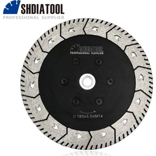 SHDIATOOL 1pc Dia 7"/180mm M14 Diamond Cutting Grindng Disc Dual Saw Blade For Cut Grind Sharpen Granite Marble Concrete