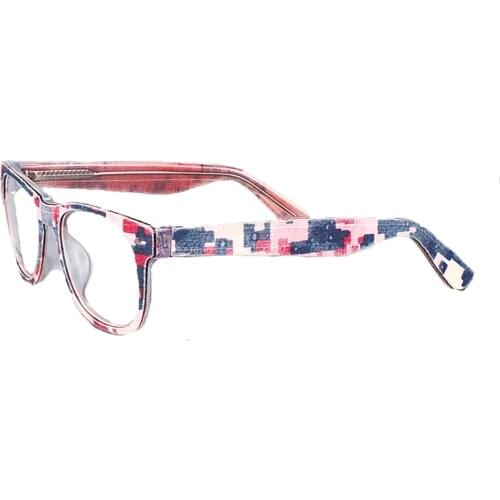Demin Square Women Eyeglasses for men eyeglass Frames Camo men glasses Full Rim Acetate Fashion Prescription Eyewear Pink Yellow