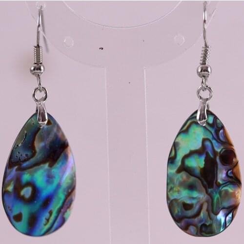 Natural Water Drop Bead Blue New Zealand Abalone Shell Handmade Jewelry For Women Dangle Earrings 1Pair U073