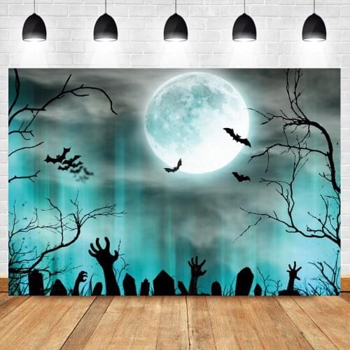 Halloween Eve Night Photo Backdrop Moon Grave Ghost Hands Scene Child Kids Shoot Treat Or Trick Party Photography Background