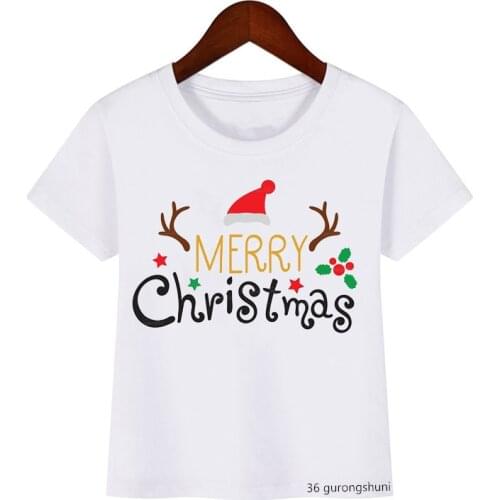 T-shirts for boys/girls funny Christmas graphic print kids Christmas clothes fashion kawaii toddler baby t shirt camisole tops