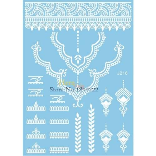 Hot Lace Pendants Necklace Choker Design Removable Temporary White Henna Stickers Party HJ216 Sexy Women Tattoo Paste Jewelry