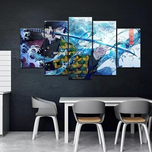 Art Wall Decor Painting 5 Panels Hd Prints Japan Anime Samurai Boy Picture Poster Home Decor Modern Living Bedroom Decoration