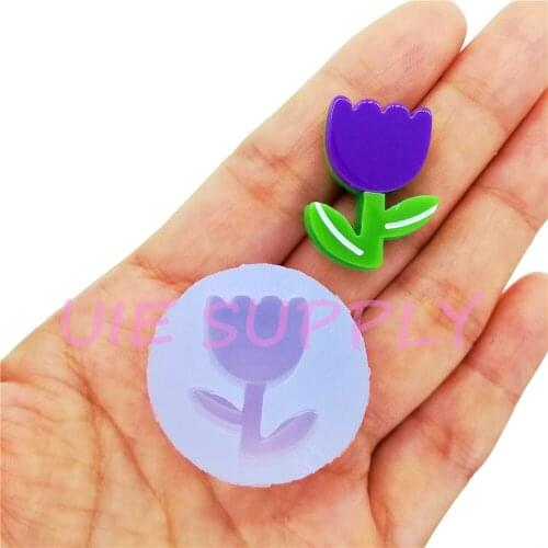 HYL453U Tulip Flower Earrings Silicone Mold Cake Decoration Fondant Craft Candy Resin Art Necklace Pendant Clay 25.1mm x 19.5mm