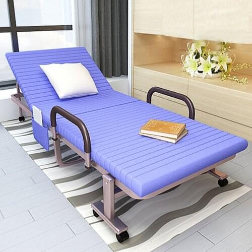 JT-001 80/90CM Heightened Folding Recliner Simple Lunch Home Nap Bed With Adjustable Backrest Lounge Chair With Storage Side Bag