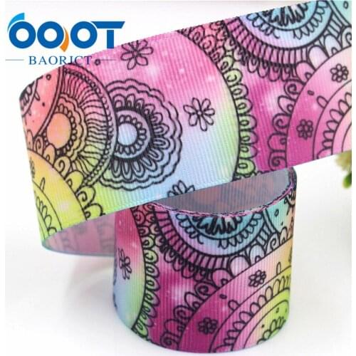 1-1/2"(38mm) Grosgrain Ribbon Gradient flowers Printed Tape 10y DIY Head Accessoris Wrapping Decorative Holiday Decorations