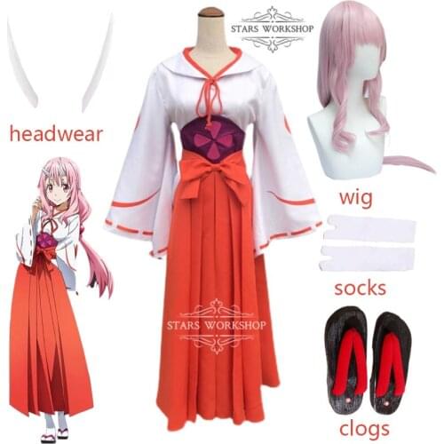 Anime That Time I Got Reincarnated As A Slime Shuna Cosplay Costume Women Kimono Uniform Clogs Headwear For Halloween Carnival