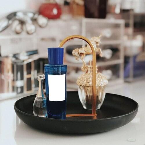 Round Storage Tray with Handle Home Hotel Living Room Desktop Sundries Organizer Jewelry Container