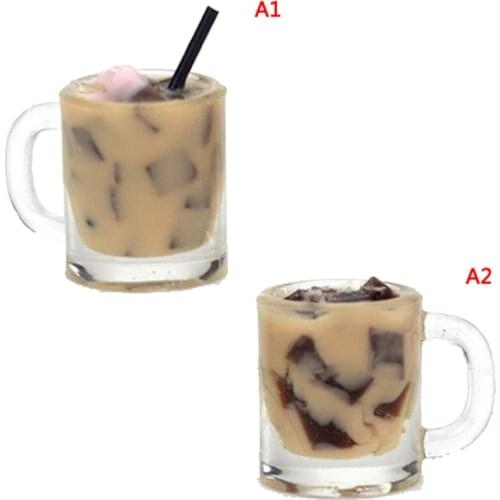 Resin Coffee Milk Jelly Tea Cup Simulation Miniature Drinks Model Toy Mini Decoration 1/12 Dollhouse Miniature Accessories