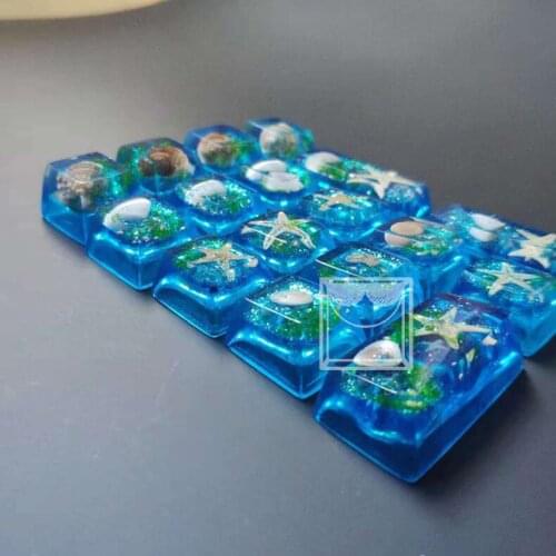 Marine shell manual keycap mechanical game keyboard keycap translucent resin custom keycap suitable for cherry Mx switch