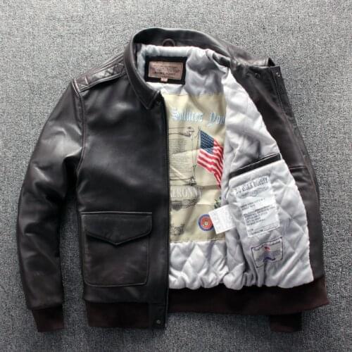 Mens A2 aviator winter new zealand sheepskin American flight coat men pattern cotton liner military pilot jacket male