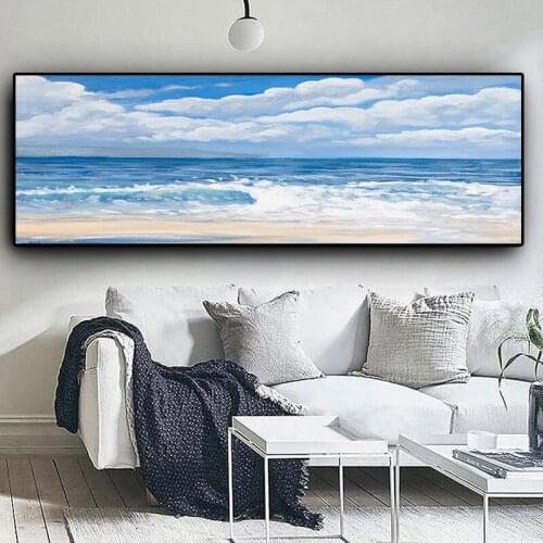 Natural Sky Ocean Sea Beach Landscape Wall Art Pictures Painting Wall Art for Living Room Home Decor (No Frame)