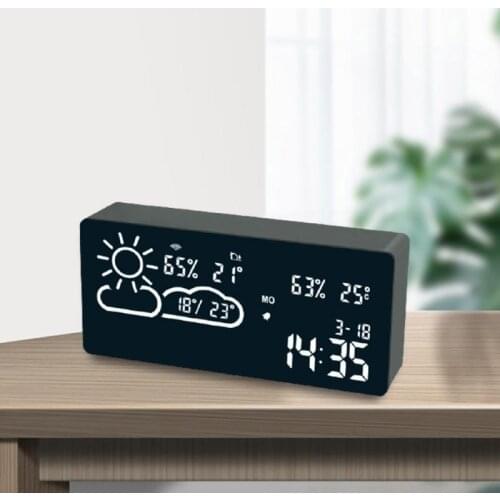 Desk Digital APP Smart Alarm Clock School Time Alarm Clock Weather WIFI World Time Weather Forecast Temperature Hygrometer Clock