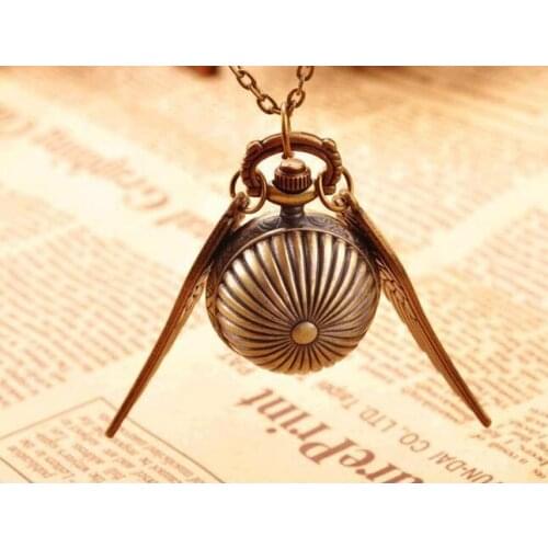 Wholesale price good quality girl woman lady fashion retro bronze brass color pumpkin ball pocket watch necklace gift PM589
