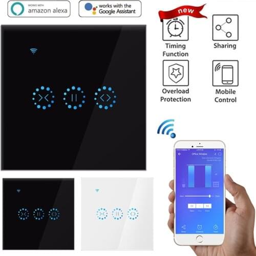 WiFi Curtain Switch Electric Touch Blinds Switch Smart Home Tuya APP Voice Control by Alexa Echo for Mechanical Limit Blinds