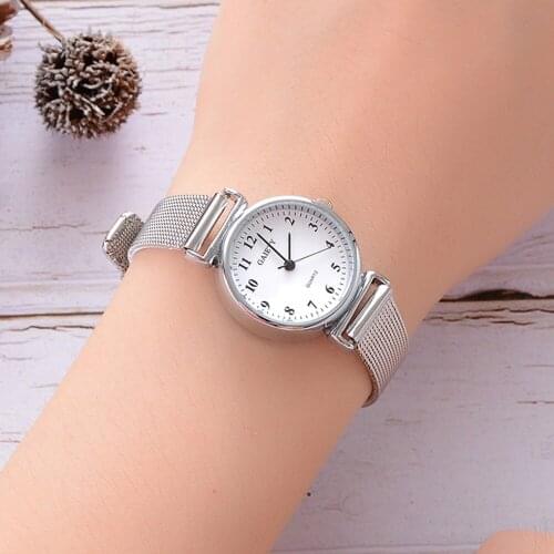 Simple silver watches women blue stainless steel mesh strap fashion casual wild quartz bracelet watch relogio feminino