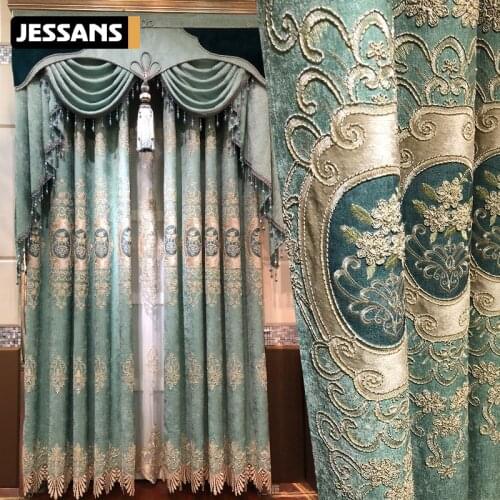 Luxury High-end European Style Curtains for Living Room Atmospheric Chenille Embroidered Curtains Finished Bedroom Curtain