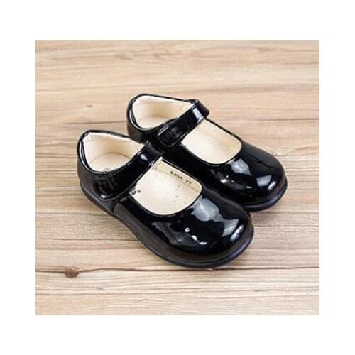 Girls school shoes fall PU arch support orthopetic solid black matt shiny for big kids children fromal student shoes mary jane