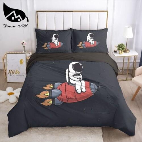 Dream NS Cartoon Astronaut Decoration Bedding Home Textiles Set Queen Bedclothes Duvet Cover Kid Bedding Set ropa de cama