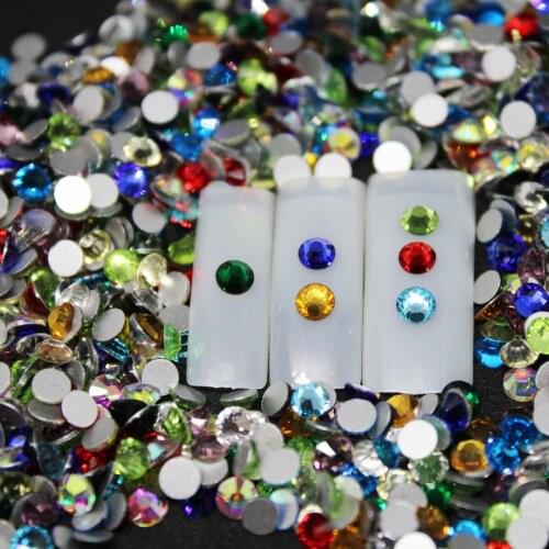SS6 Mix color Rhinestones Back Flat Round Nail Art Decorations And Stones Non Hotfix Rhinestones Crystals for DIY Glass