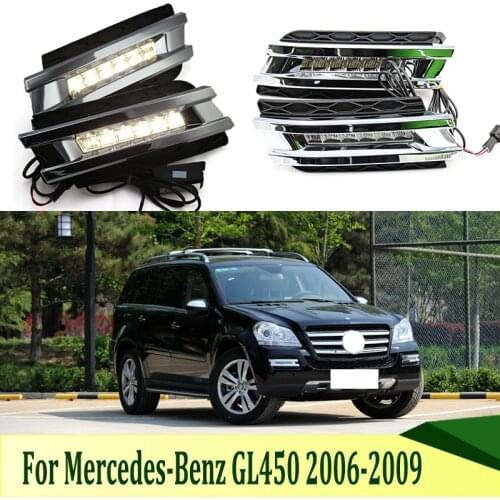 2pcs For Mercedes-Benz GL450 X164 2006-2009 6000K White Light LED Daytime Driving Running Light DRL Car Fog Lamp
