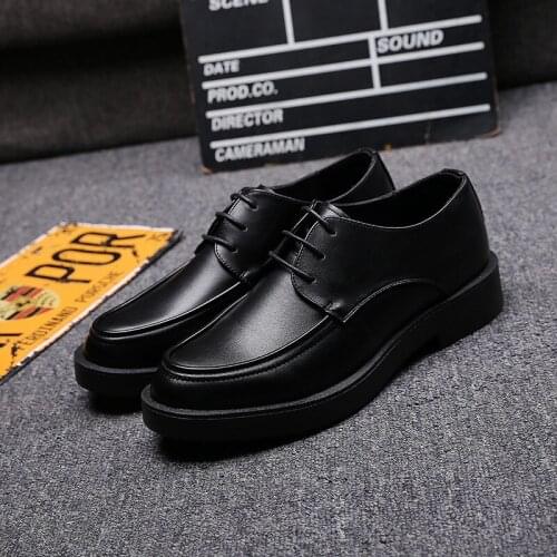 Mens casual business wedding formal dresses breathable genuine leather shoes black gentleman shoe platform sneakers man footwear