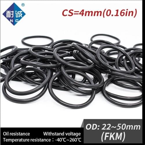 2PC/lot Rubber Ring Black FKM O ring Seals Thickness 4mm OD22/25/26/28/30/32/35/38/40/42/45/48/50mm Rubber O-Rings Fuel Washer