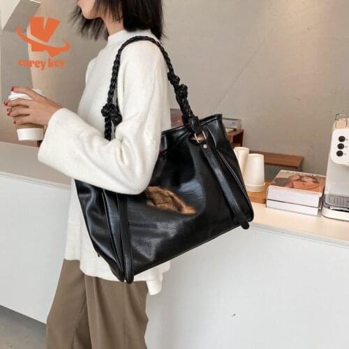 CAREY KAY Women Large-Capacity Tote Bags Female Casual Shopping Shoulder Bag Simple Luxury Korean Class Soft PU Handbags