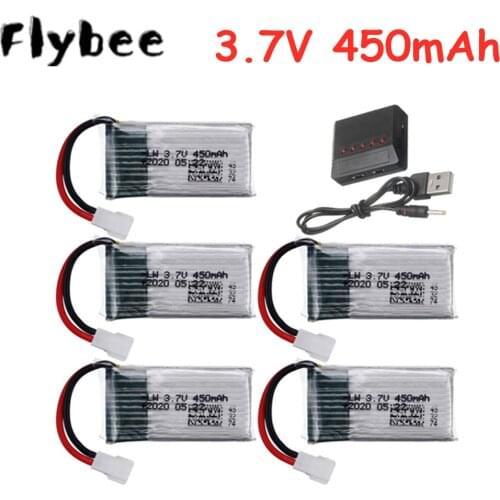 3.7V 450mAh Lipo Battery For H107 H31 KY101 E33C E33 U816A V252 H6C RC Quadcopter Accessories 3.7v Battery Charger Set