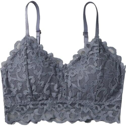 2021 New ladies adjust sling lace back bottom underwear with chest pads wireless wrap chest push up bras for women lingerie