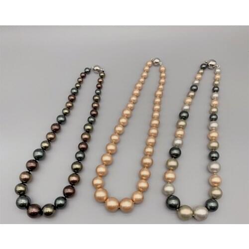 FoLisaUnique Gradual Sizes Shell Pearl Necklace For Women Gift Multicolor Elegant Choker Necklace Single Strand Mother of Pearl