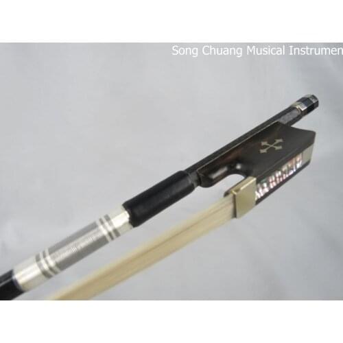 1Pcs High quality plaid black Carbon fiber Cello bow 4/4,ebony cross frog #7562