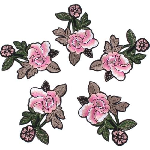 10pcs/lot Iron On Clothes Peony Flower Sticker Embroidery Clothing Patch DIY Dress patches Garments Jeans appliques Coats Badge